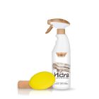 Frontal de una botella de Hidra Acondicionador con microfibra y aplicador