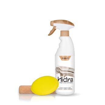 Frontal de una botella de Hidra Acondicionador con microfibra y aplicador