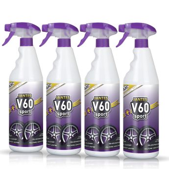Frontal de 4 botellas de V60 Sport Limpia Llantas