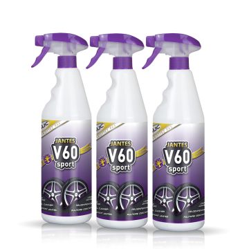 Frontal de 3 botellas de V60 Sport Limpia Llantas