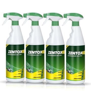 Frontal de 4 botellas de Zentox Desengrasante Neutro